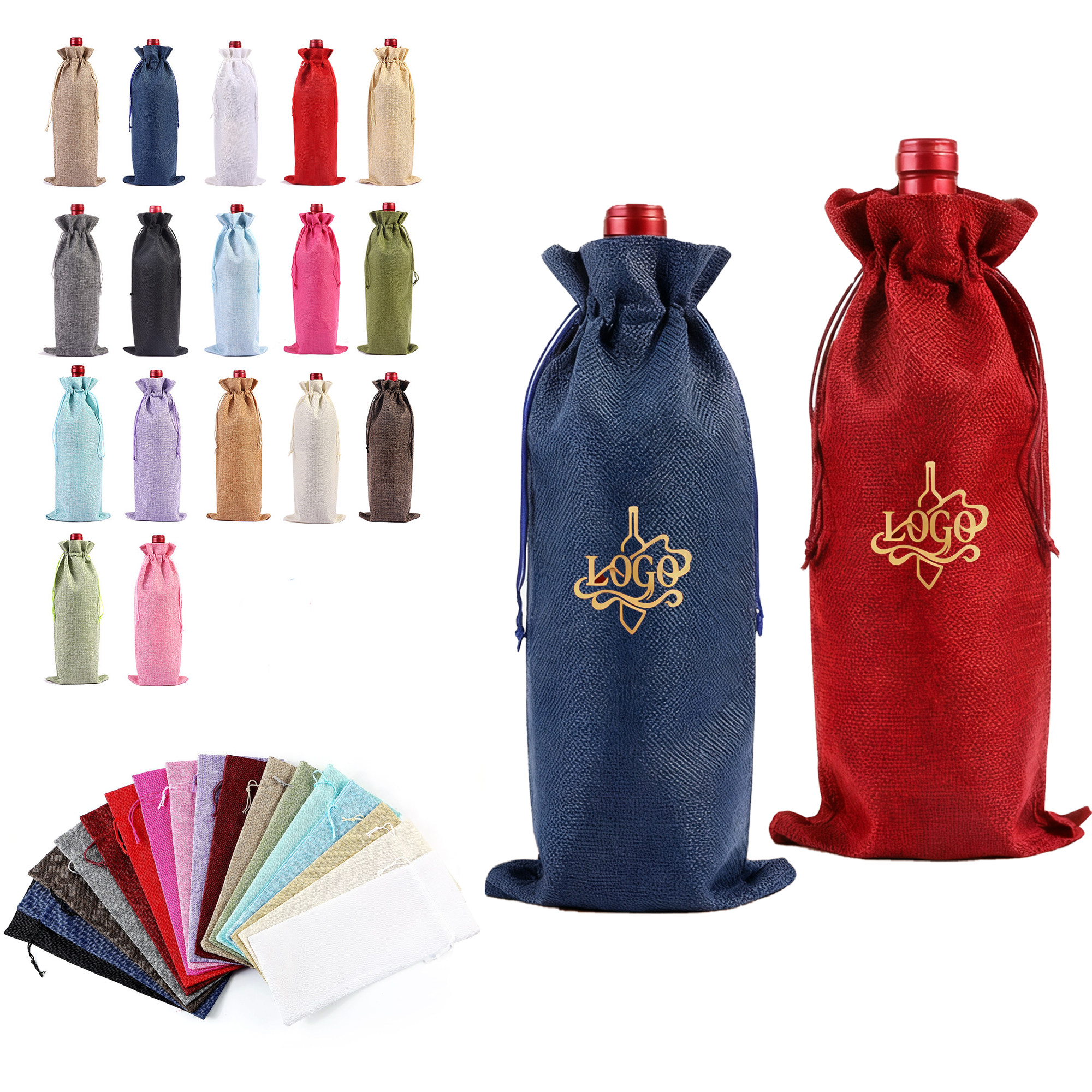 MOQ30 Fine Linen Wine Gift Bag 8