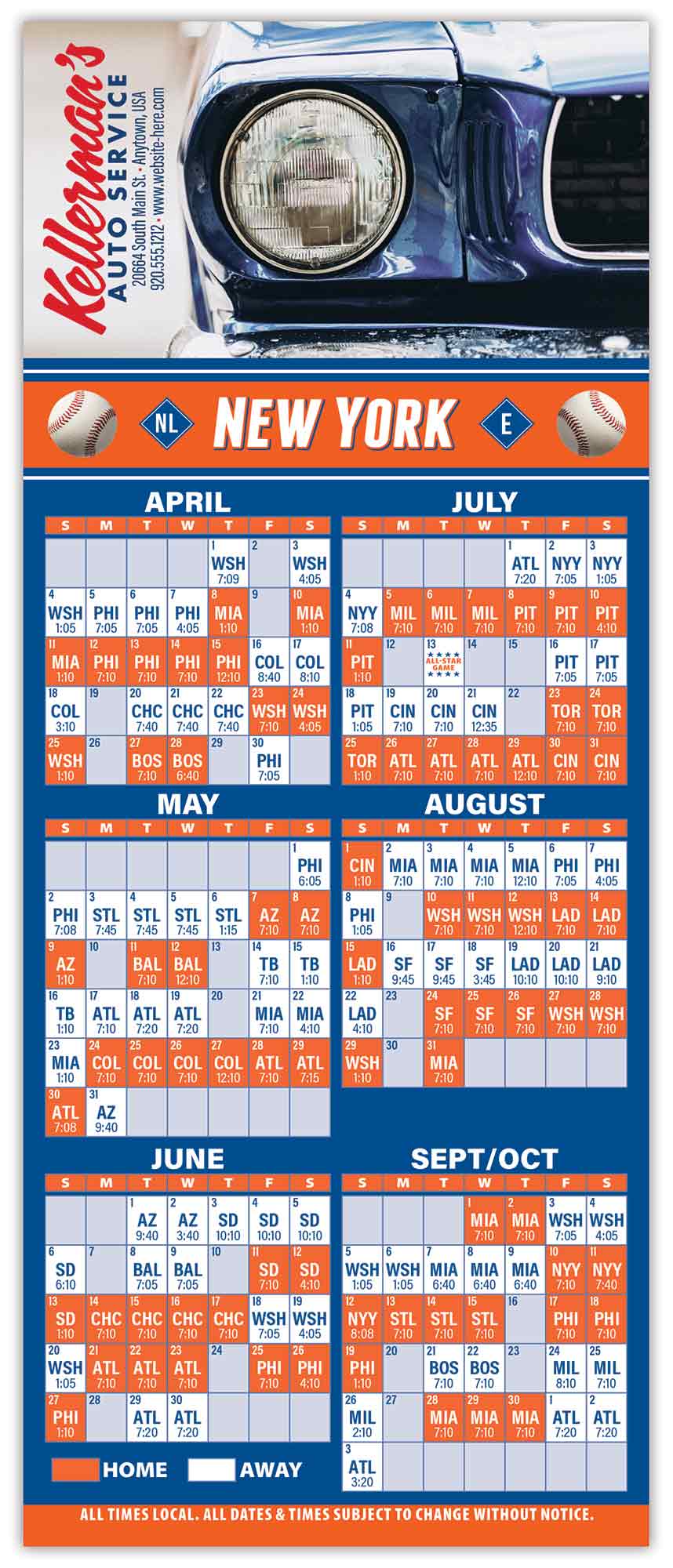 Baseball Schedule Laminated Card/Postcard with Magnet Strip (3.5x8.5) 10 pt.