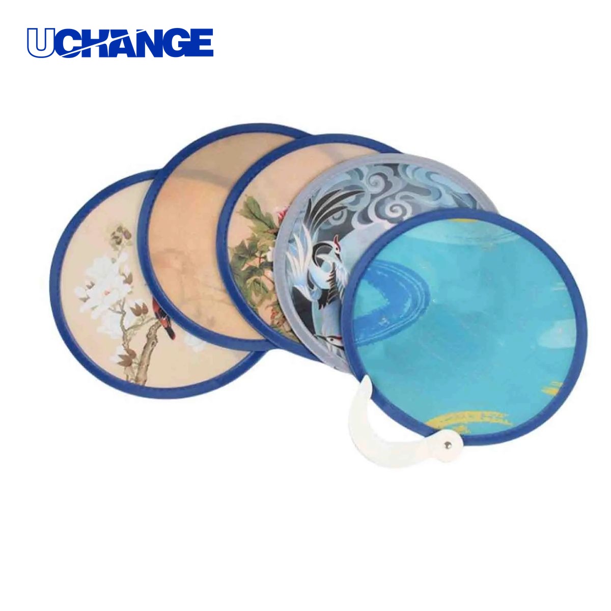 Folding Flyer Disc Hand Fan with Pouch