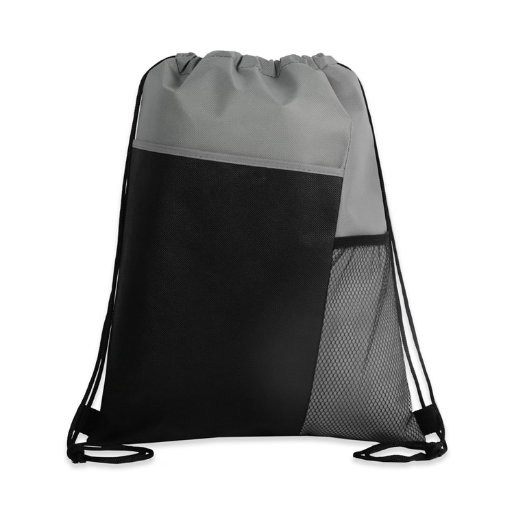 Tri Color Drawstring Backpack with Front Mesh Pocket 63