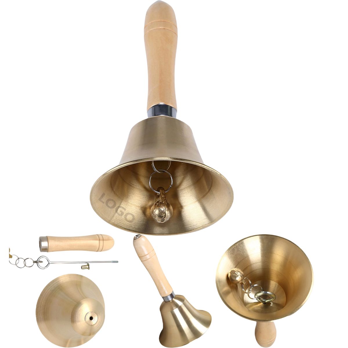 Louder Brass Hand Call Bell with Wooden Handle MOQ50 3