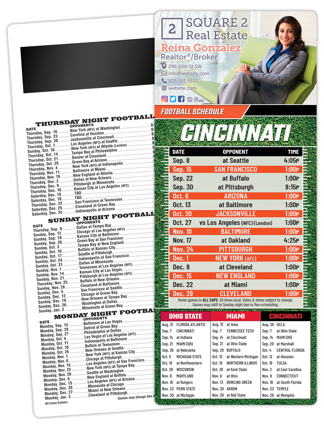 Football Schedule Laminated Card/Postcard with Magnet Strip 3.5x8.5 - 14 pt.