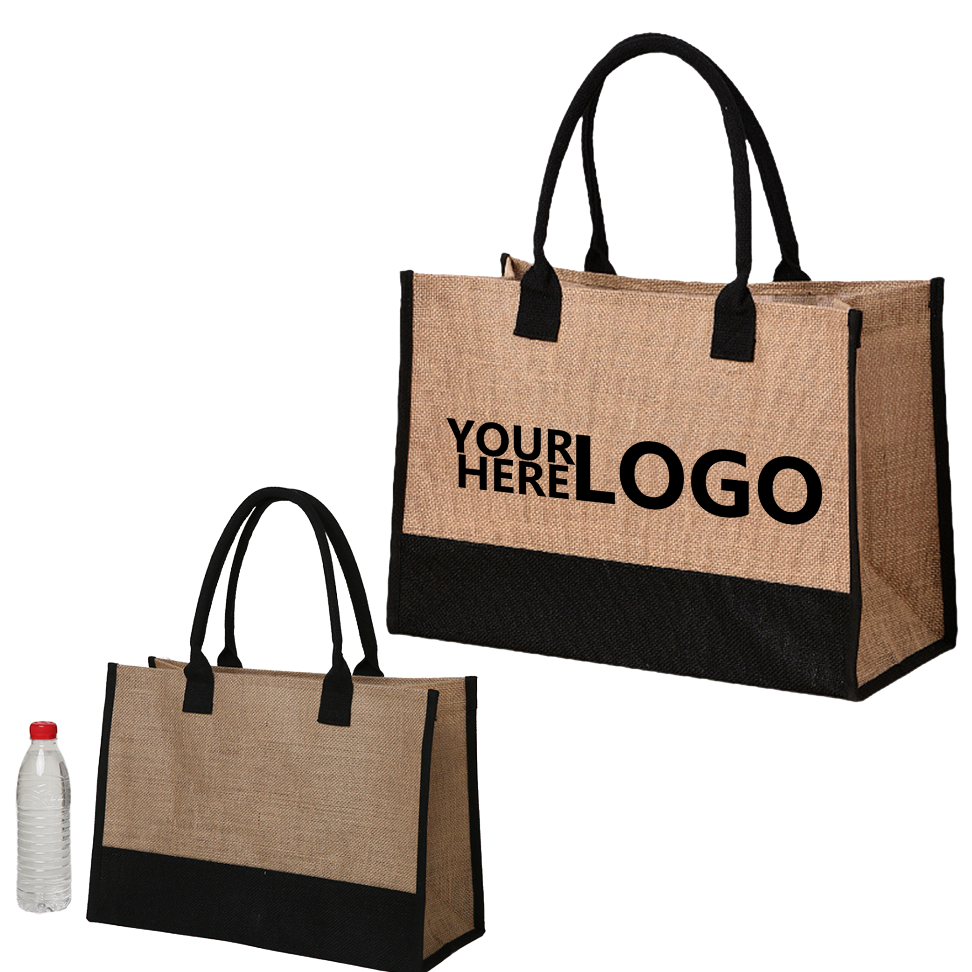 Jute Patchwork Tote Bag, custom tote bag with logo imprint 3