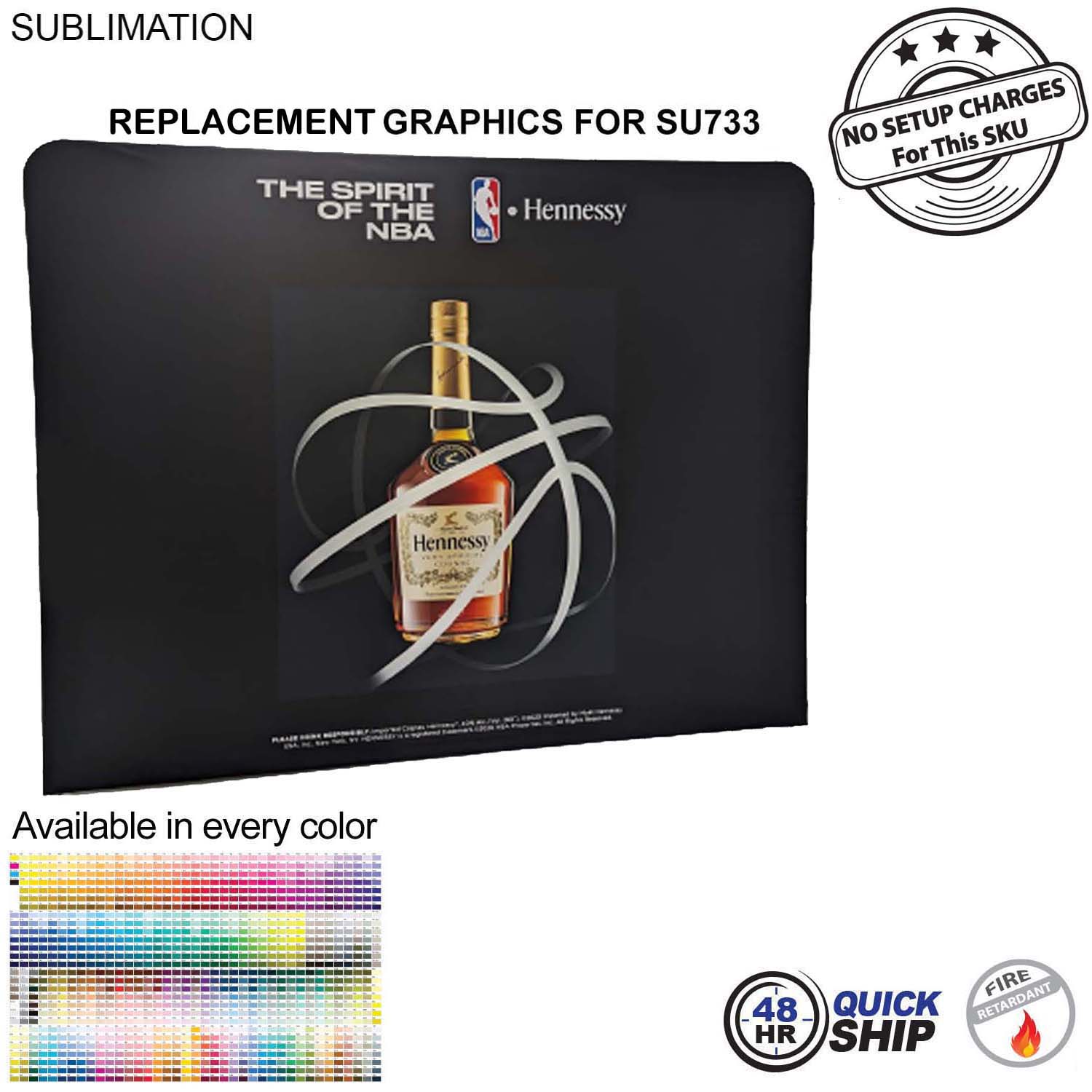 48Hr Quick Ship - Replacement Graphics Double Sided 8'W x 8'H EuroFit Tension Fabric Slip on cover 4