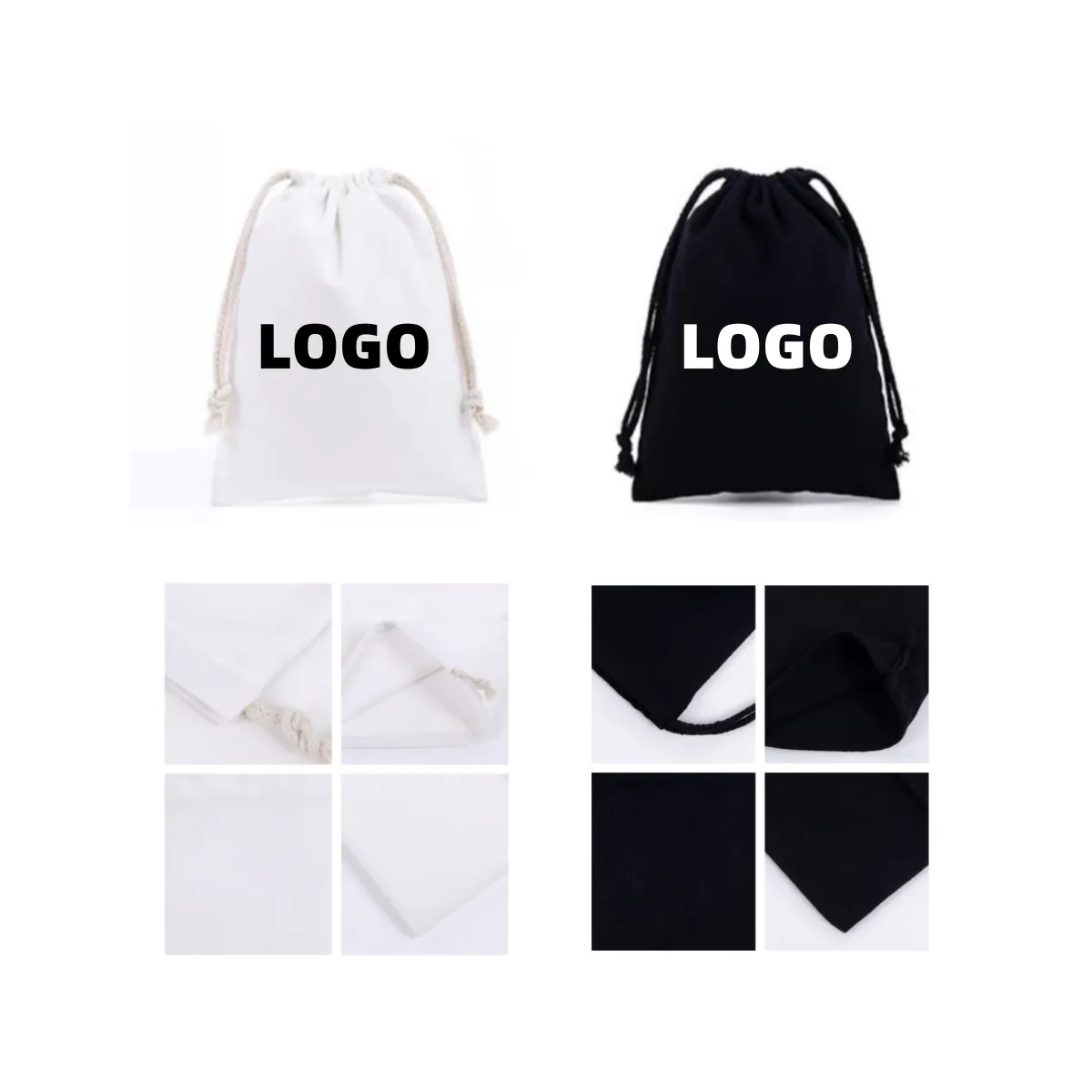 Custom Drawstring Polyester-Cotton Bunched Cloth Bag