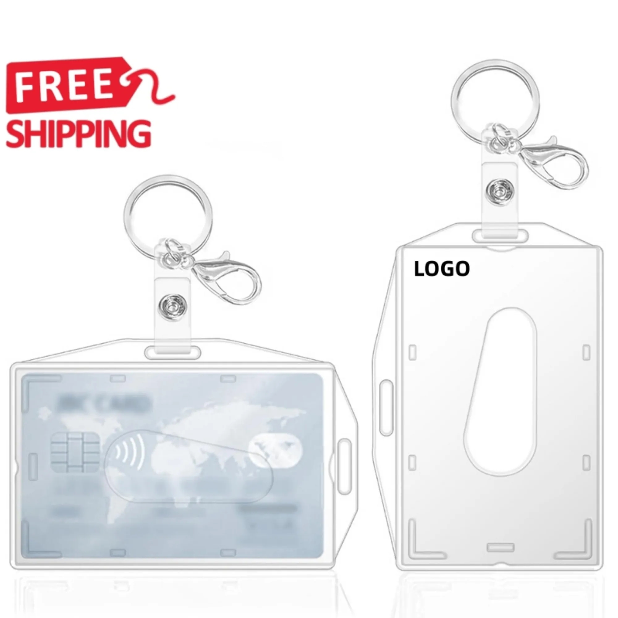 Dual Orientation Clear Plastic ID Badge Holder