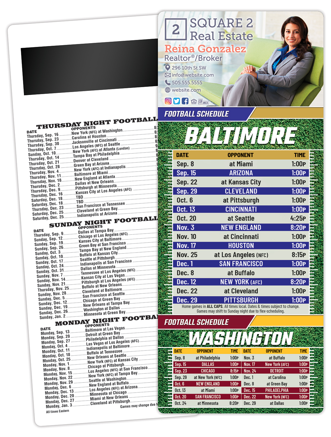 Football Schedule Laminated Card/Postcard with Magnet Strip 3.5x8.5 - 14 pt.