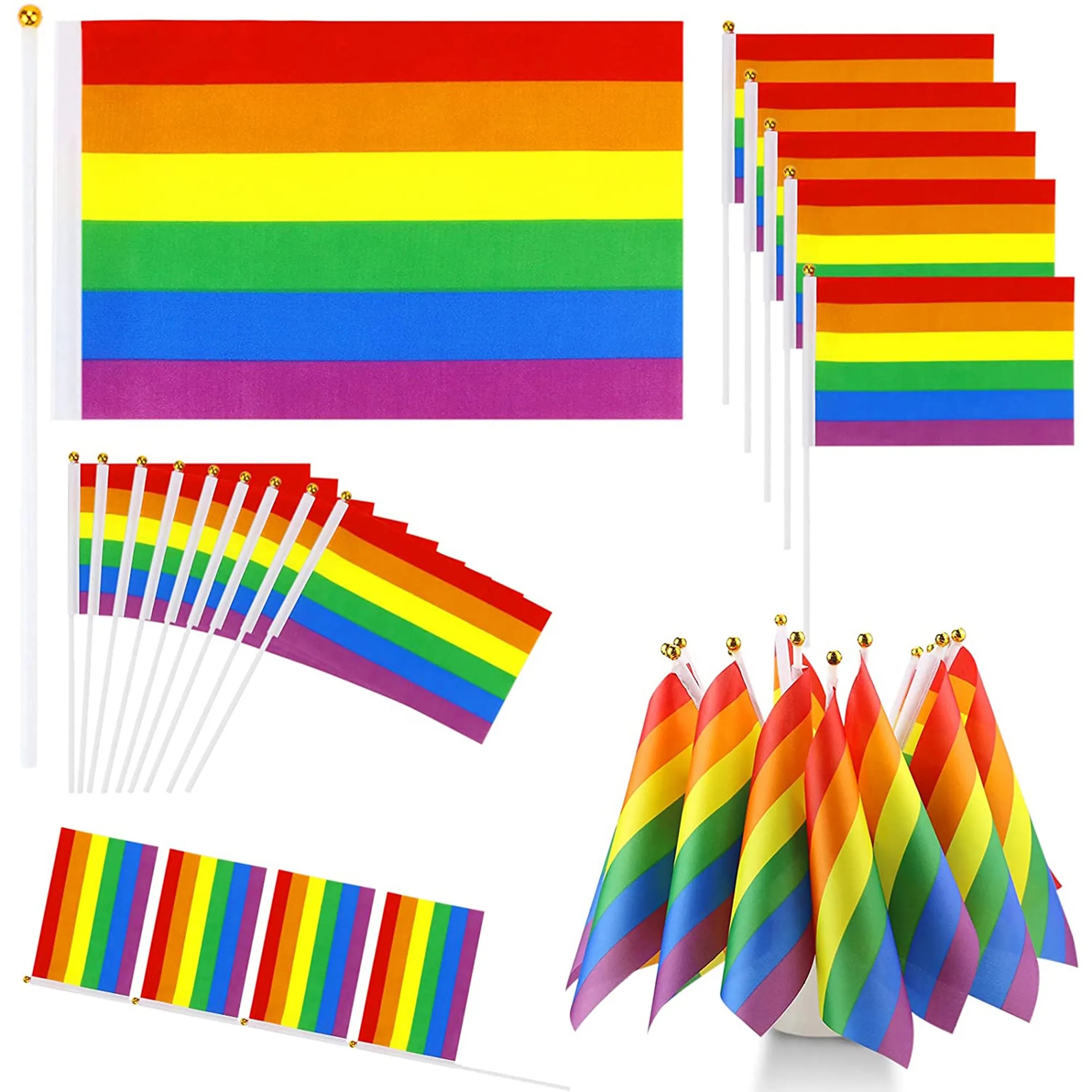 Small Mini Hand Held Rainbow Flag 5