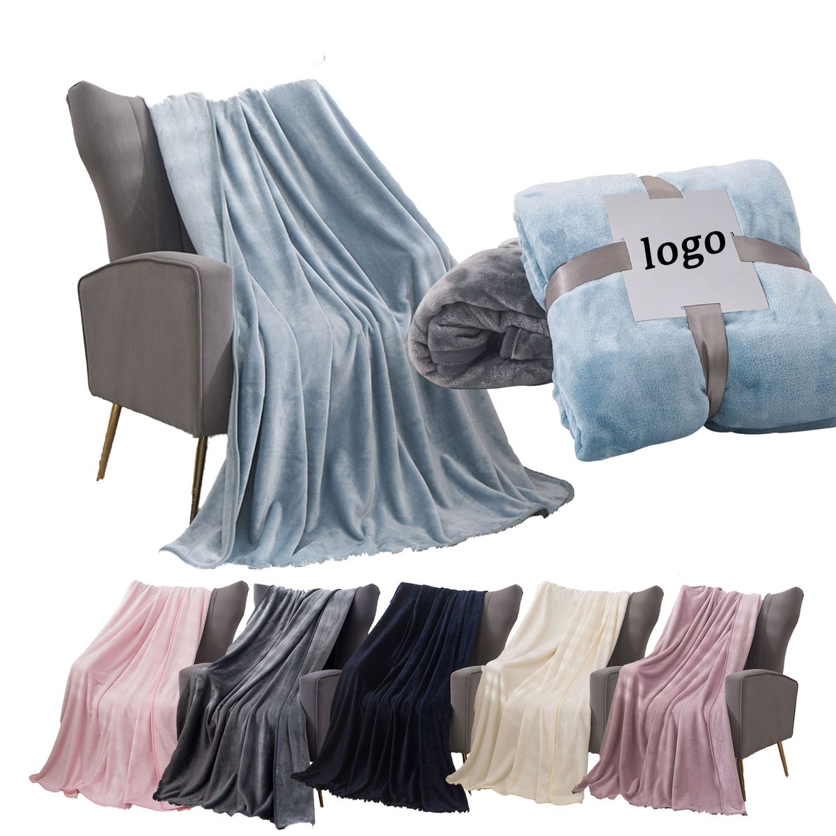MOQ 30 Thickened Warm Flannel Blanket 59"L x 39.5"W