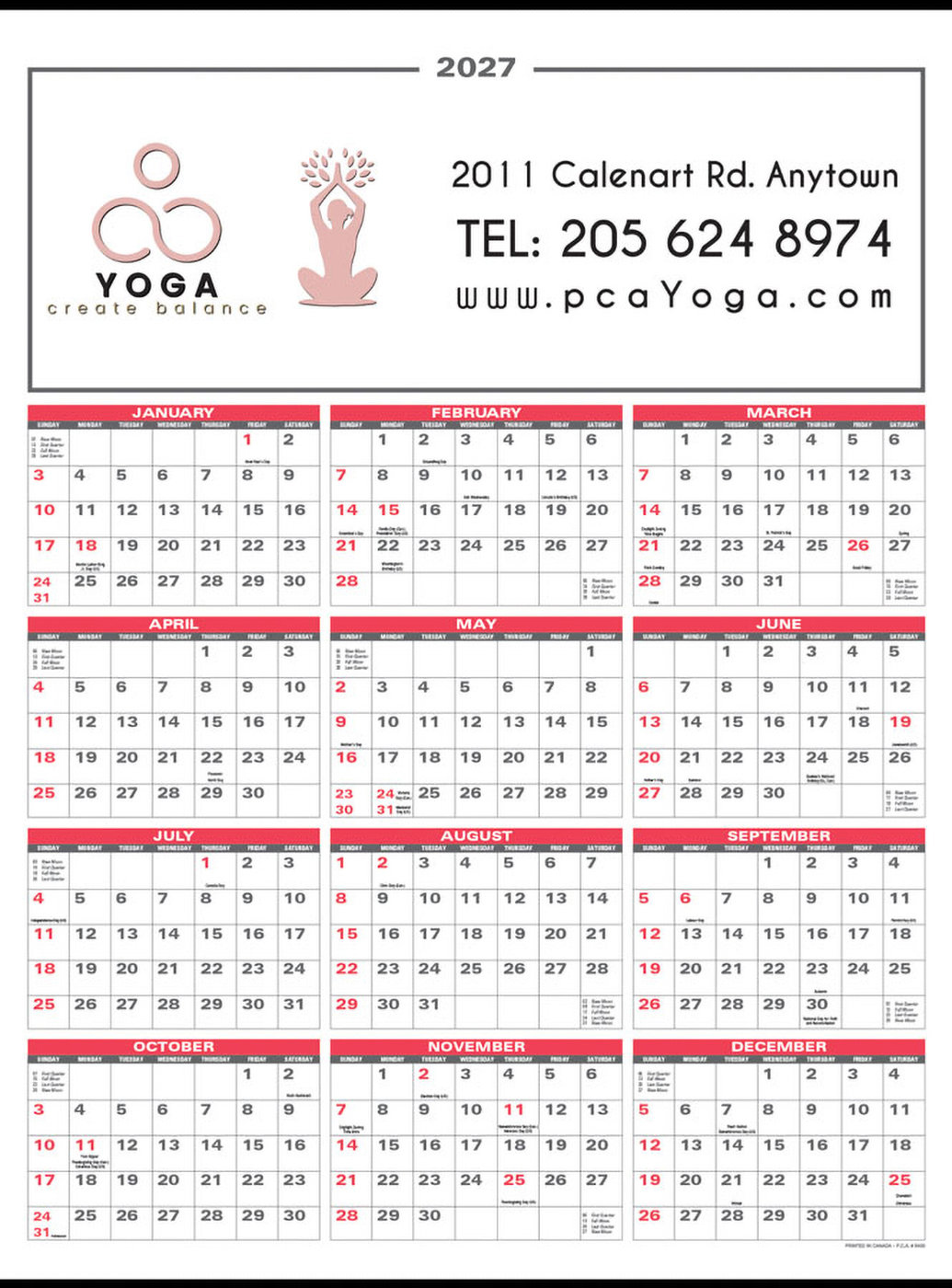 Pca 5400 Mid-Size Wall Calendar