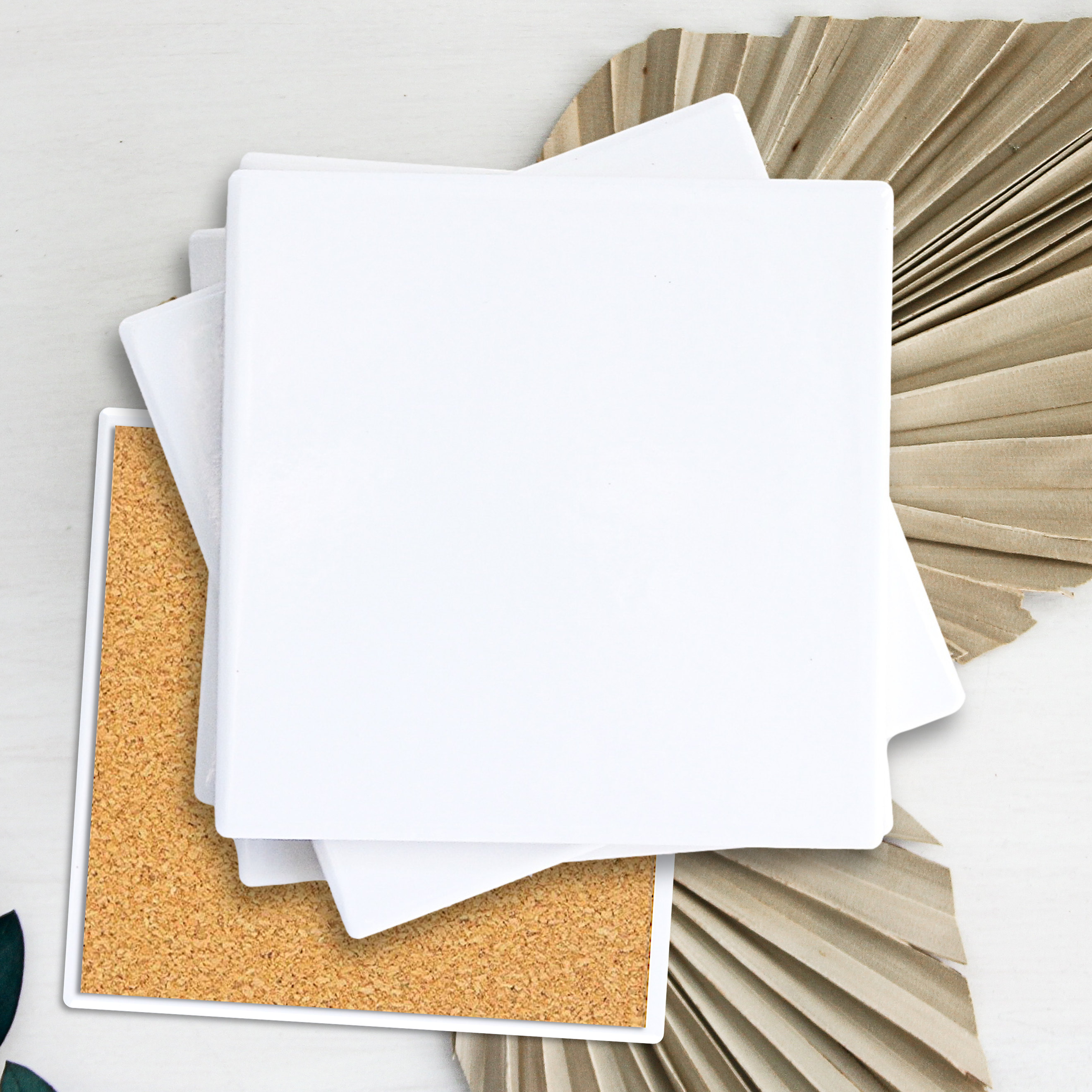 Square Coaster Semi-Gloss White Ceramic 17