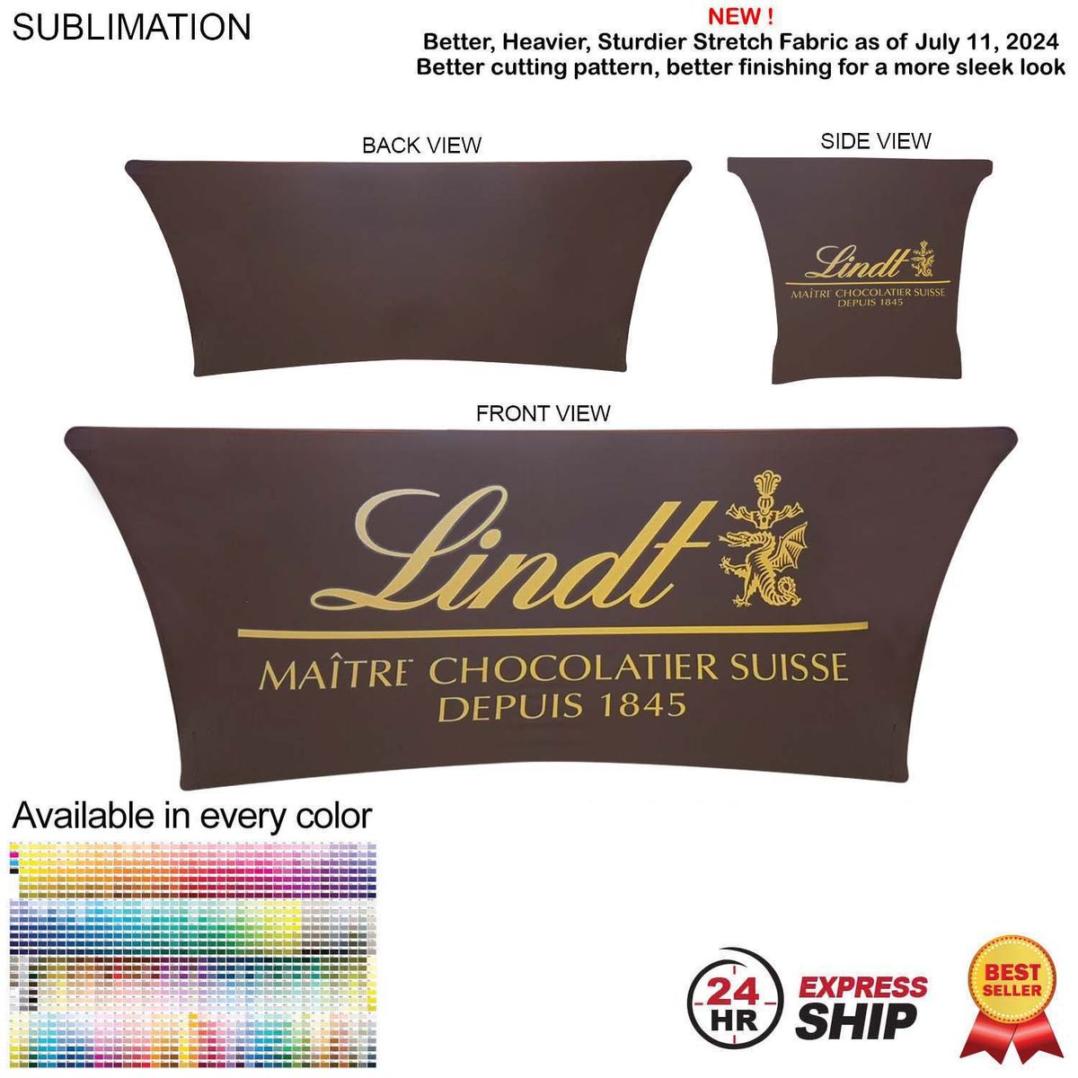fiel 24 Hr Express Ship - Sublimated Stretch Curved Fit Table Throw for 6ft table 4 sided Closed Back #SU544-4
