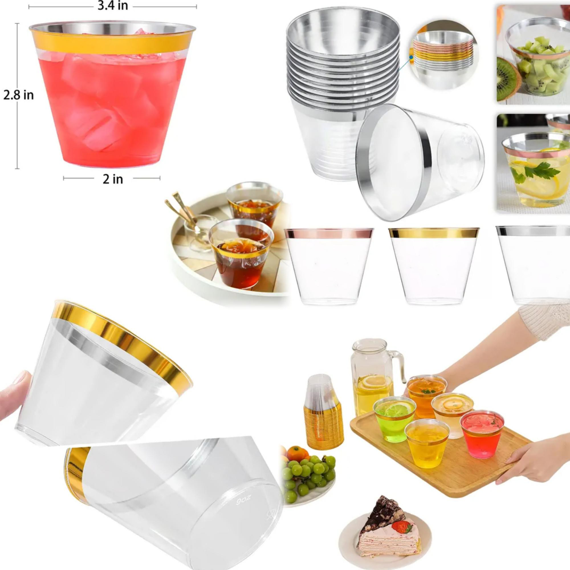 MOQ 50pcs Elegant Rimmed Plastic Cups 5