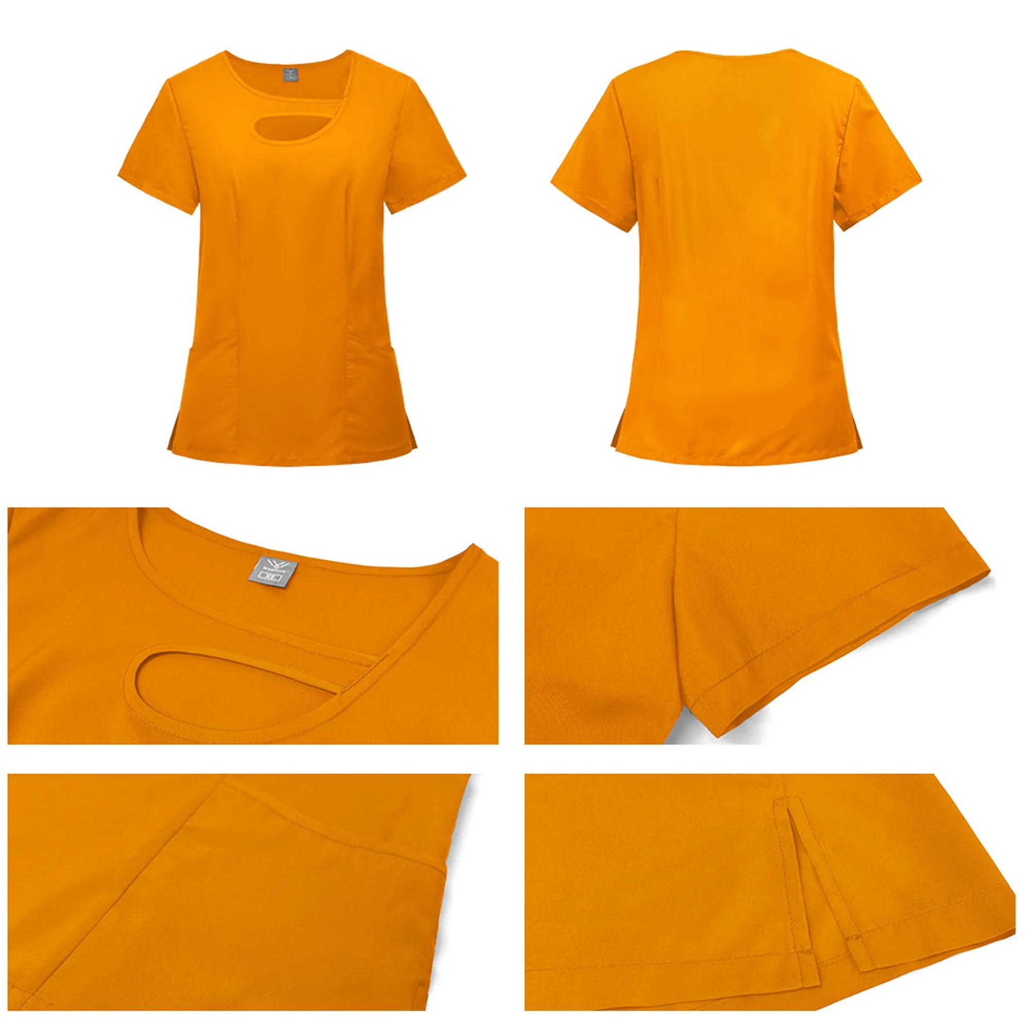 Comfortable Scrubs Set Women Stretchy Cutout Neck 7