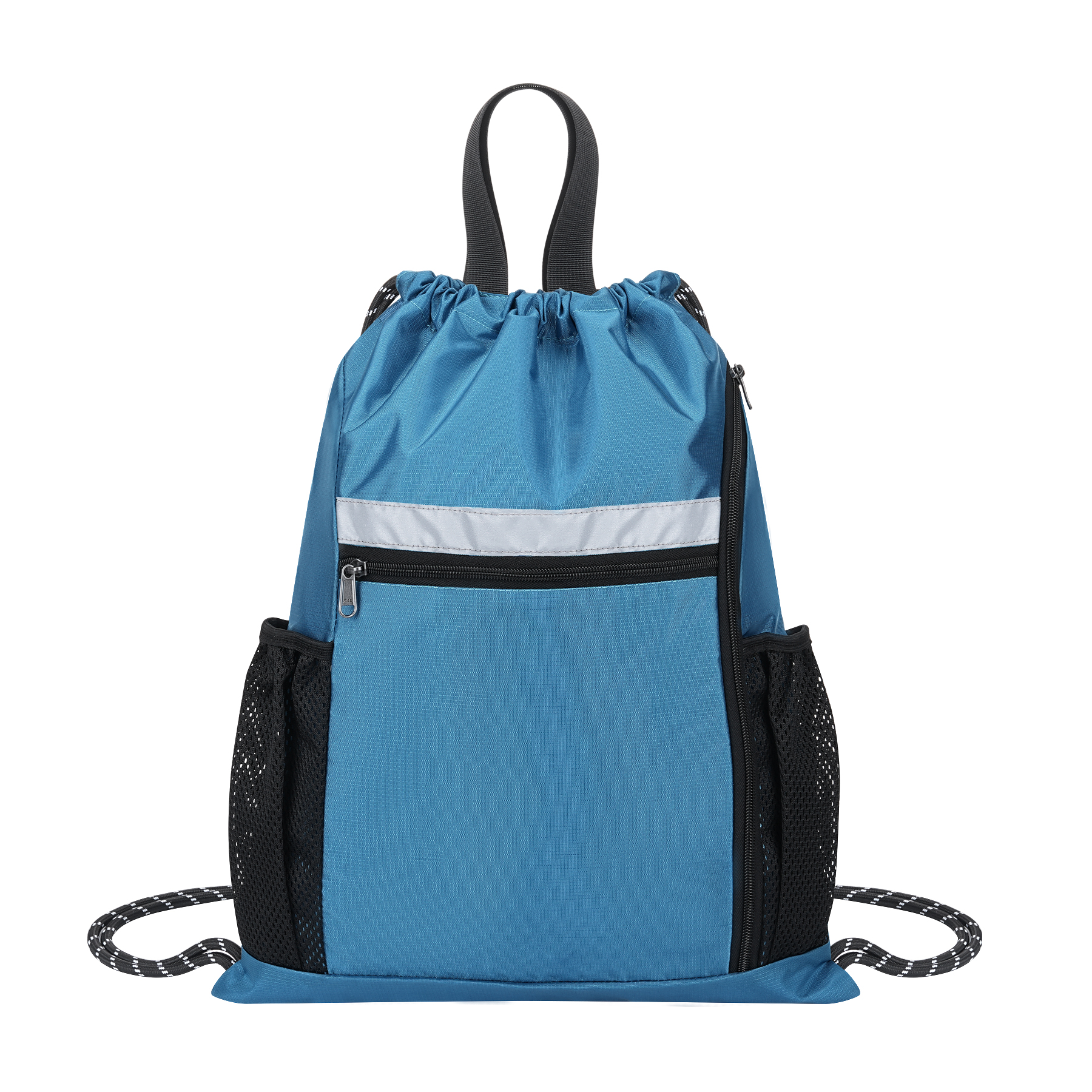 Water-Resistant Nylon Drawstring Gym Backpack With Shoe Compartment 3