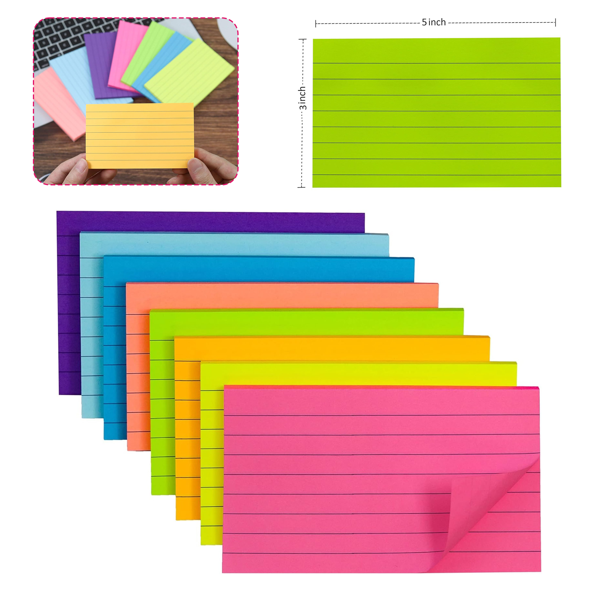 Colored Index Cards 3x5 for Studying 4