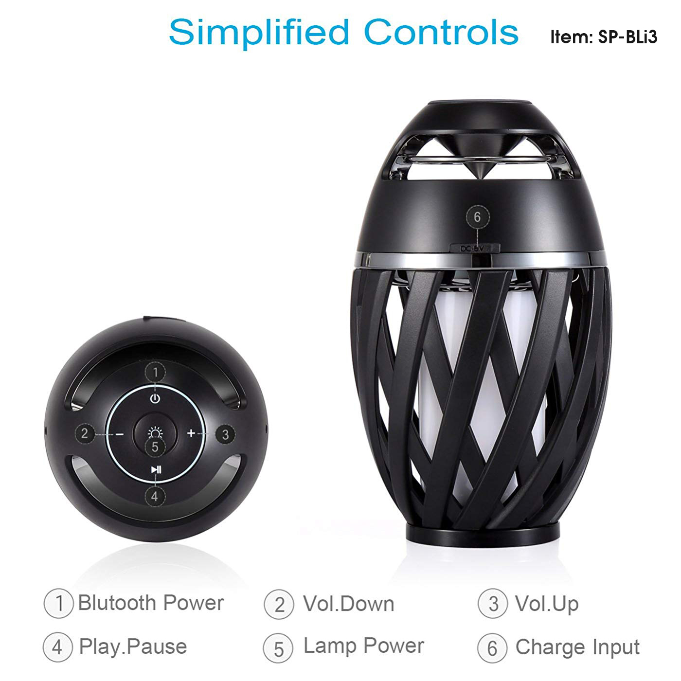 SonicWave LED Flame Torch Bluetooth Speaker Outdoor Waterproof IP65 19