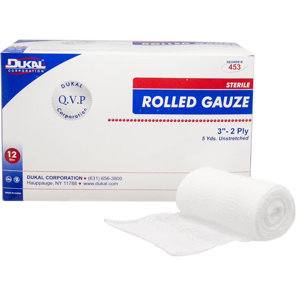 Sterile Rolled Gauze  - 12 Pack 2-Ply 3" x 5 yards 3