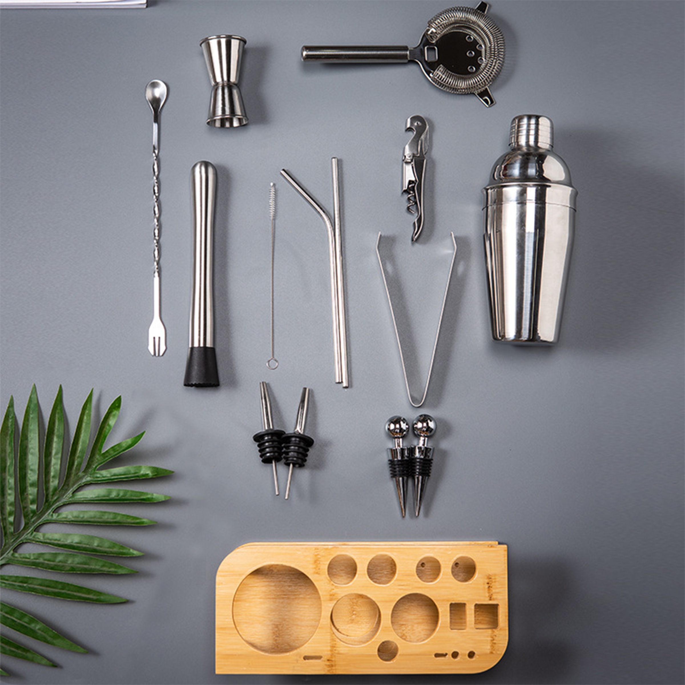 Silver Premium Cocktail Shaker Set ?C Essential Bar Tools For Home Mixologists 6
