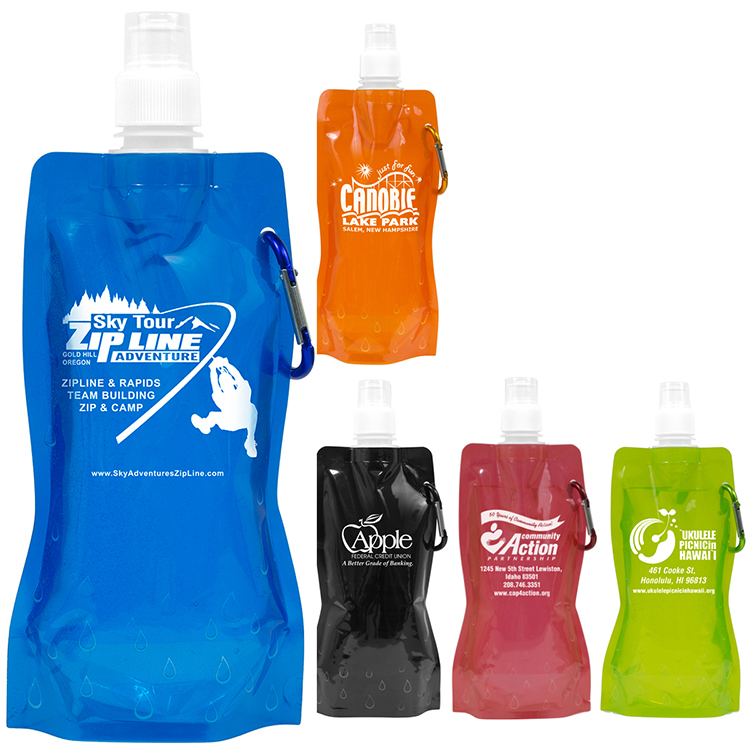 "Roll Up" 18 oz Foldable and Reusable Water Bottle with Matching Carabiner 45