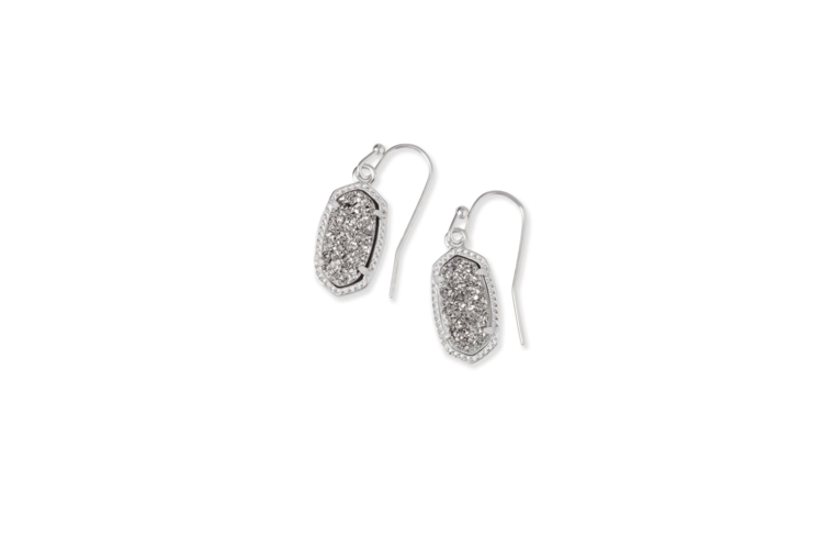 Kendra Scott Lee Silver Drop Earrings in Platinum Drusy 4
