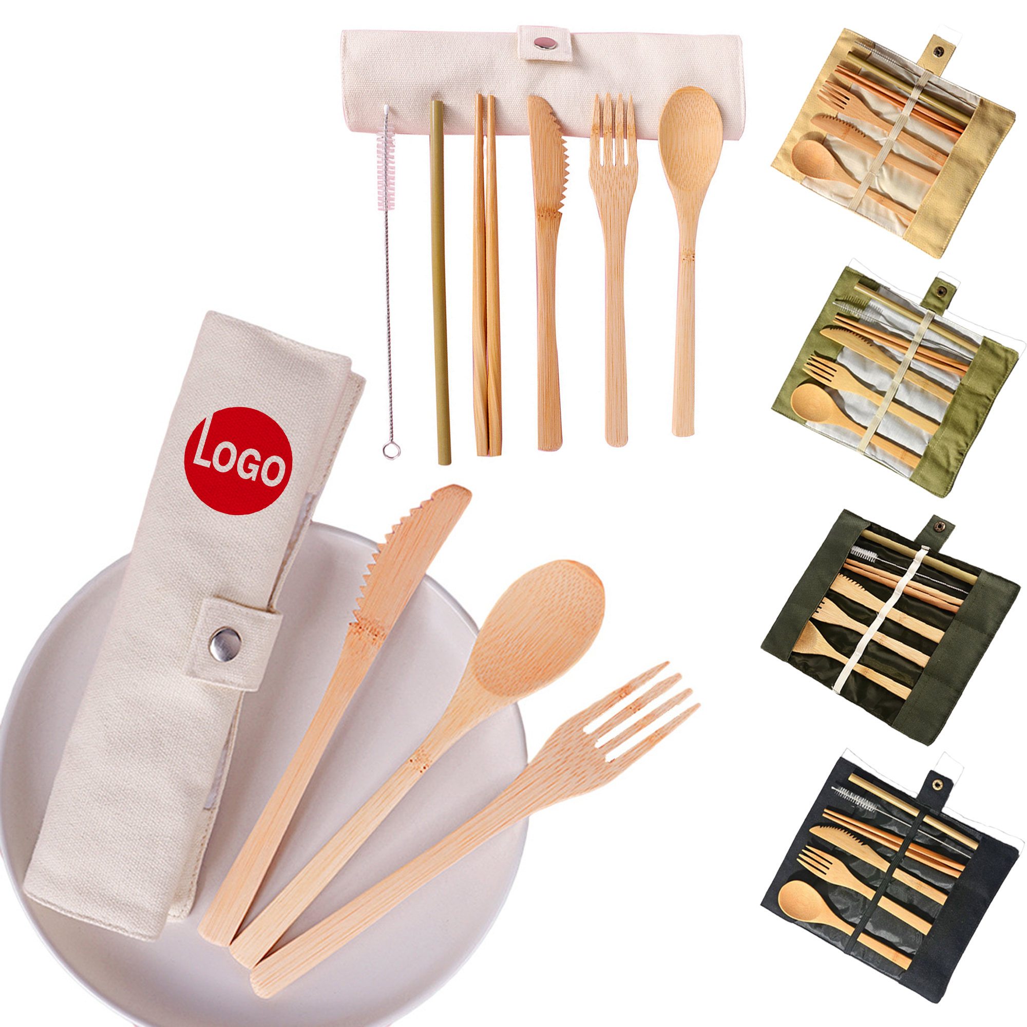 Bamboo Travel Utensil Set with Pouch 10