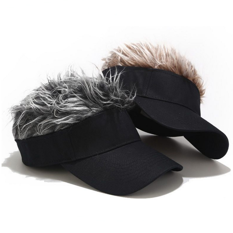 Fancy Street Fake Hair Baseball Cap Adjustable Visor Sun Cap Mens Fashion Wig Cap