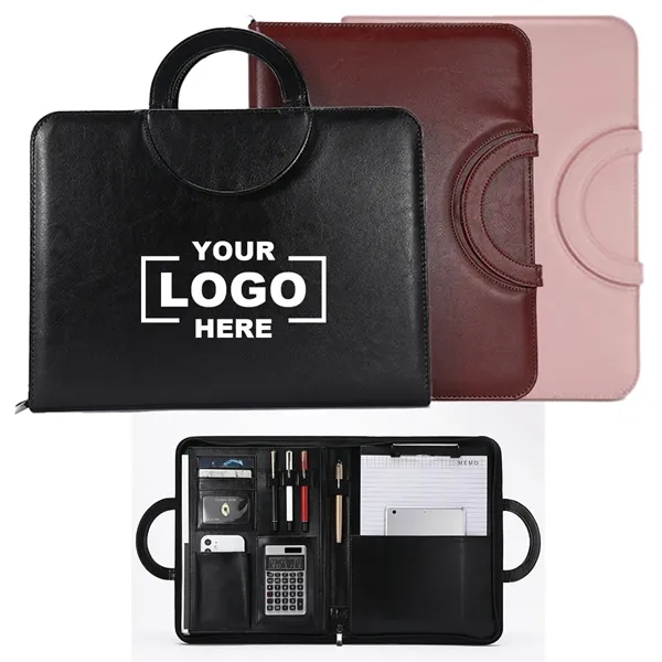 A4 Business Padfolio, Folder Organizer With Zipped Handle