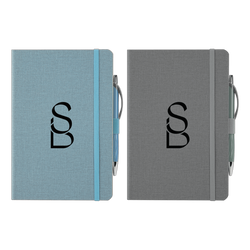 Crosshatch PU Notebook With Pen