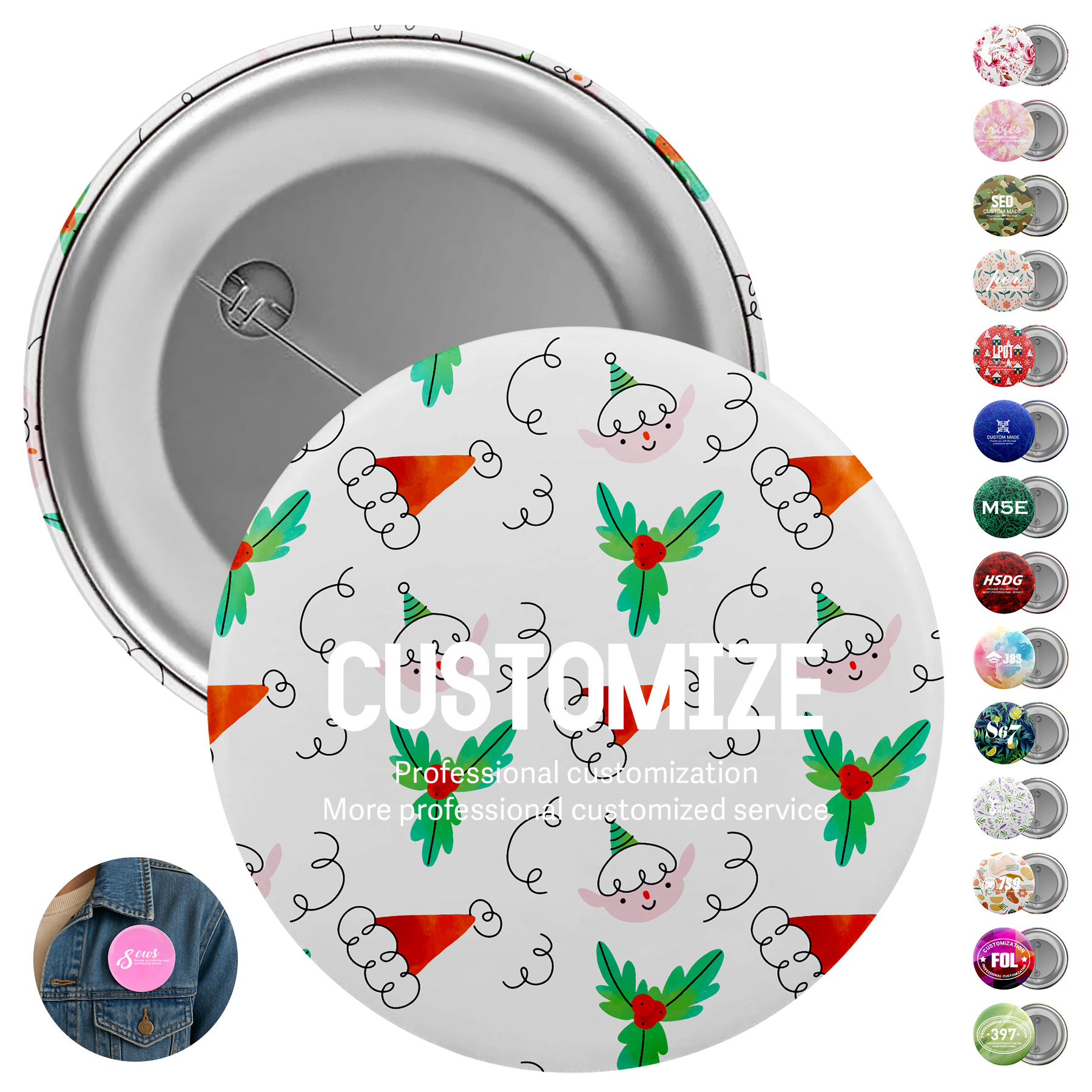 Custom Round Button With Pin