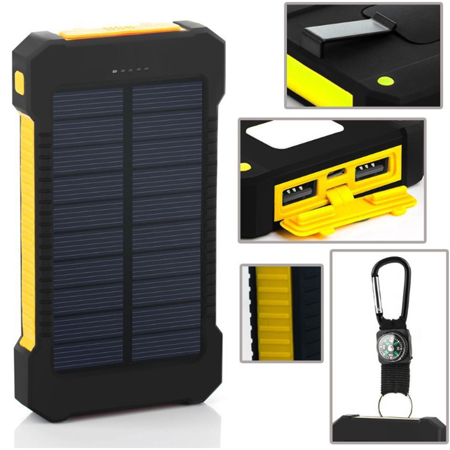 Solar Power Bank With Carabiner