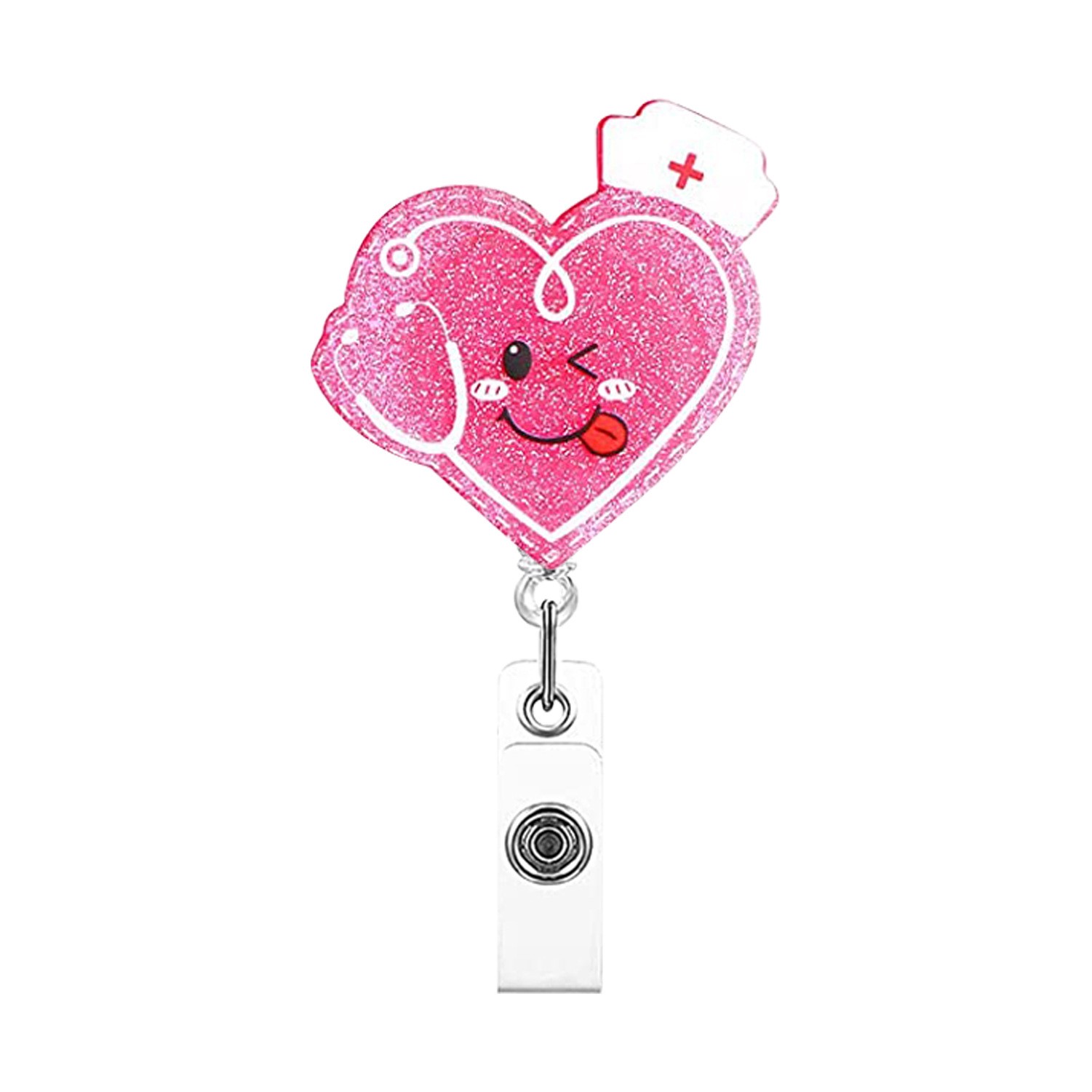 Heart shaped retractable pull badge reel