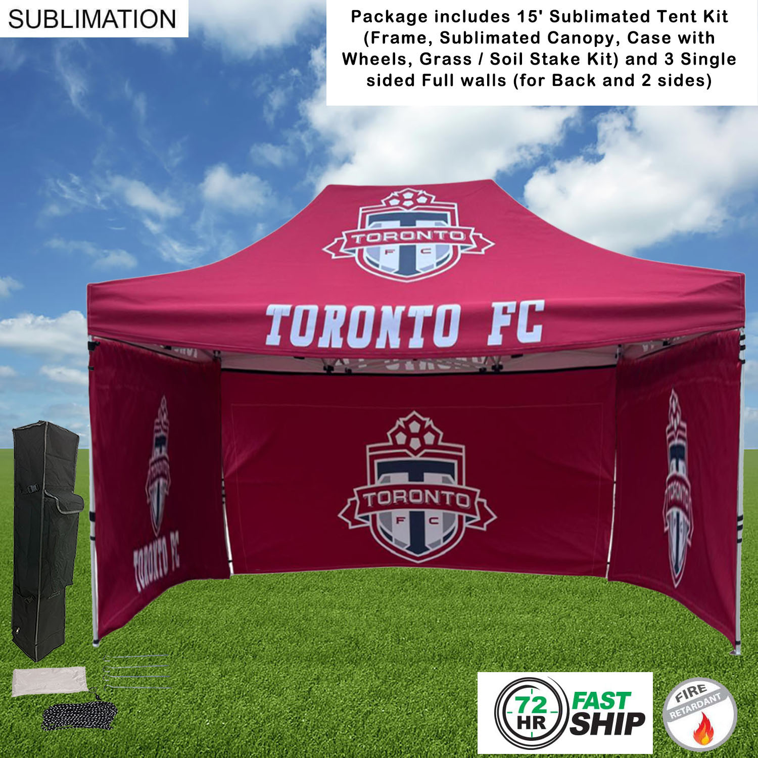 72Hr Fast Ship - Full Privacy Tent Package, 15' Sublimated Tent kit, 3 single sided Full walls 2