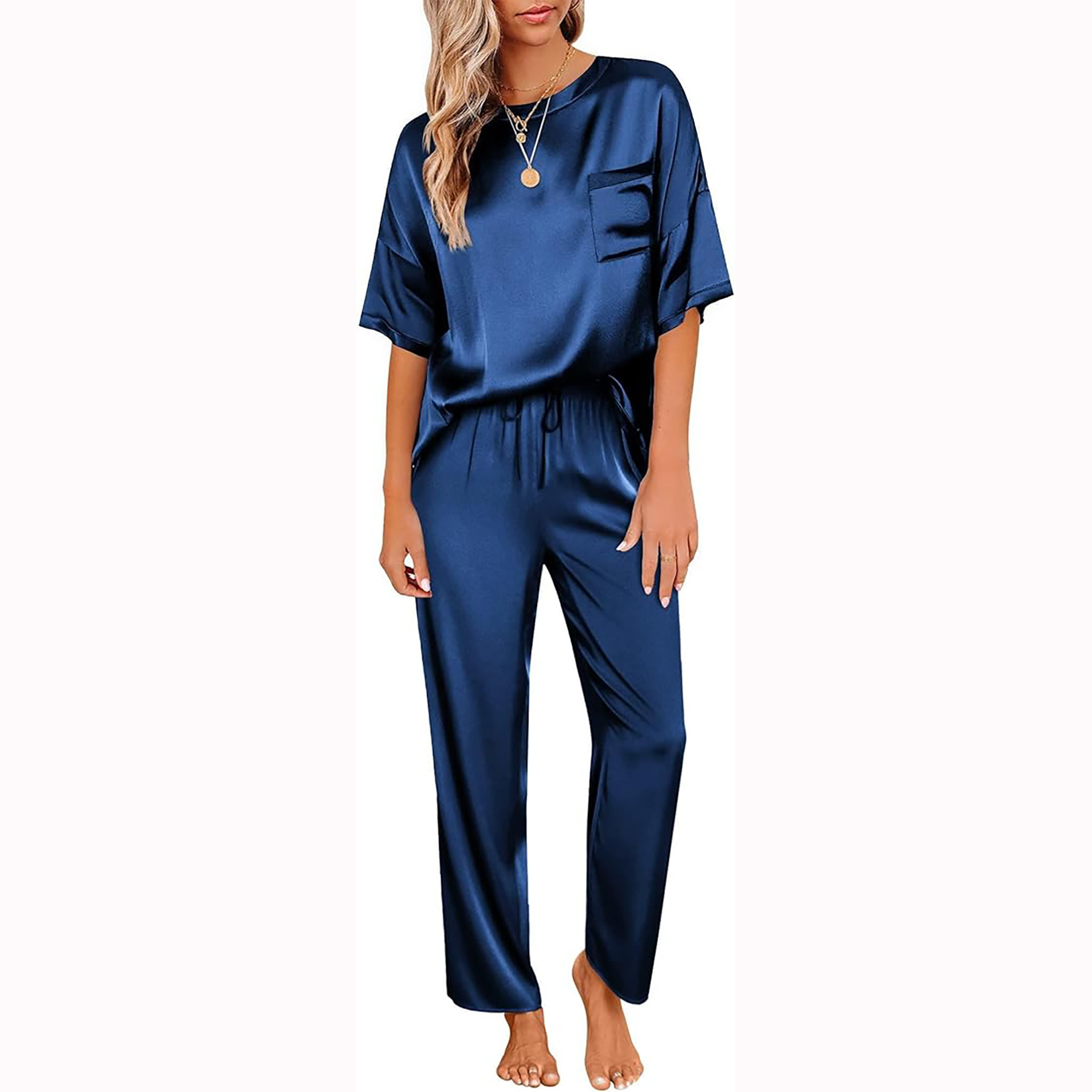 Womens Satin Silk Pajamas Set 11