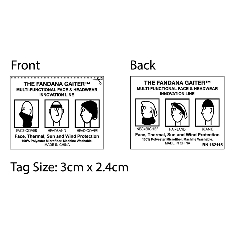 "THE FANDANA™" Full-Size Multi-Functional Gaiter & Headwear – Domestic Production – 9-3/4" W x 17-3/ 21