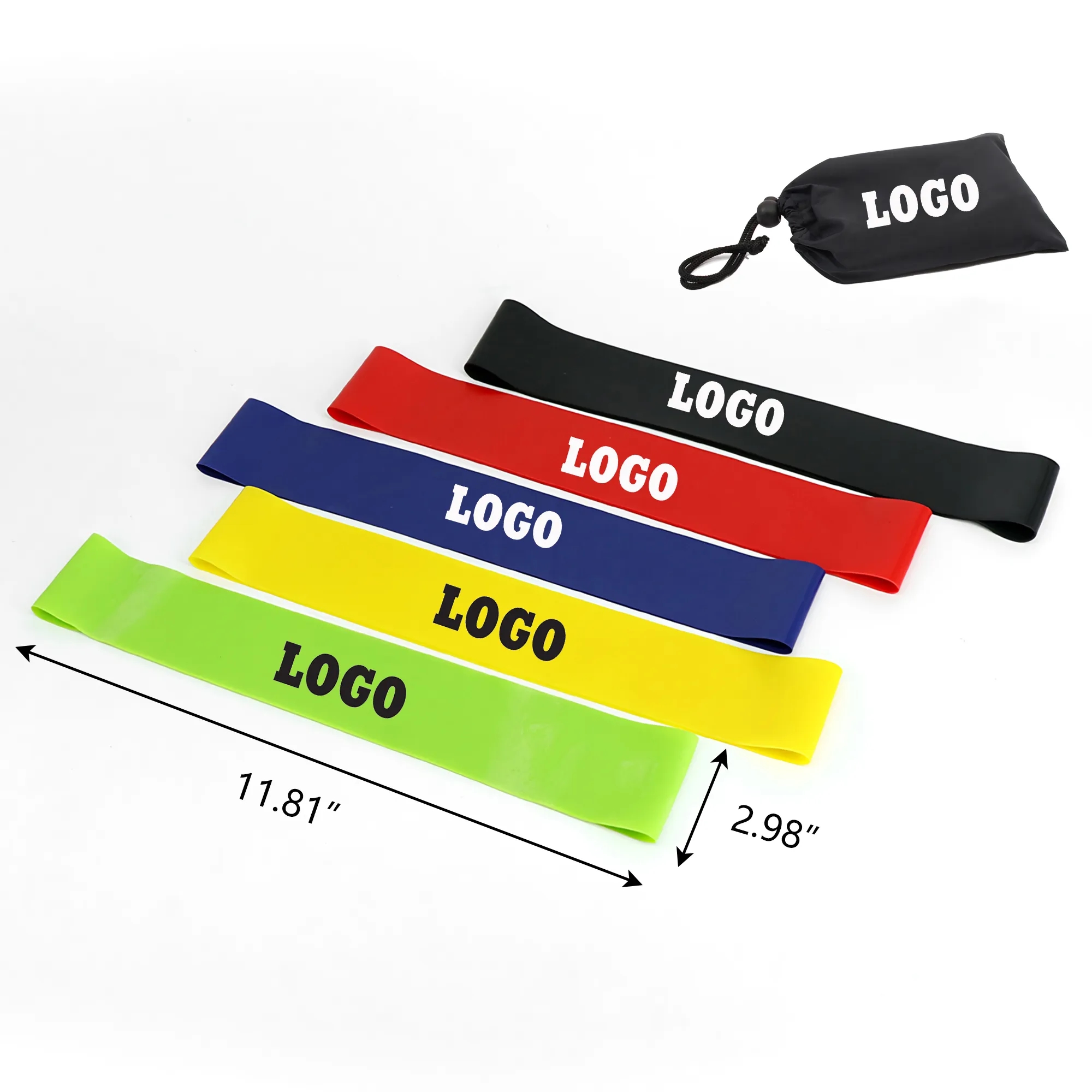 MOQ100 5 Levels Resistance Bands Exercise Set With Free Carr