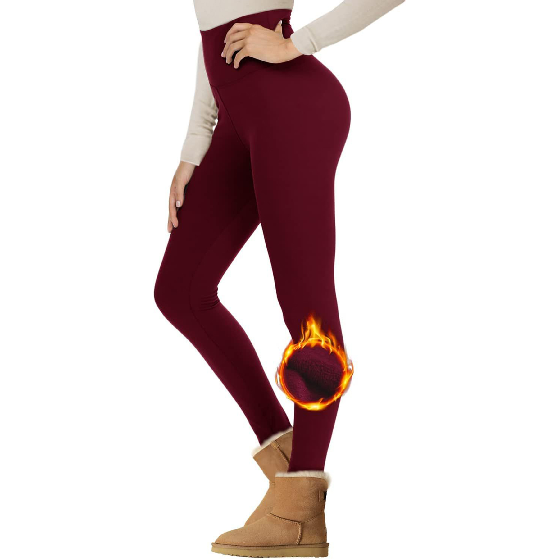 Women Fleece Lined Waist Winter Thermal Yoga Leggings 35