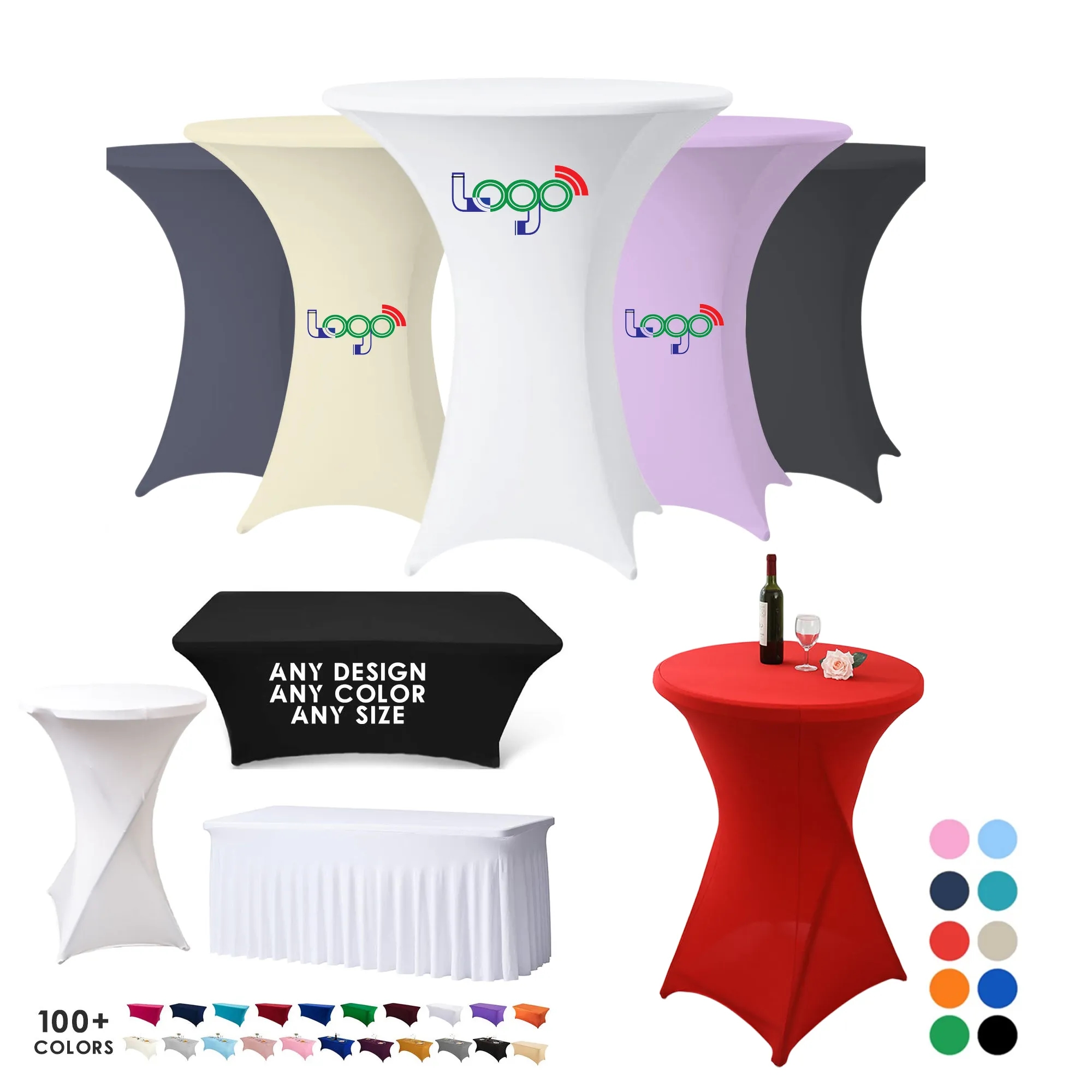 MOQ 1PCS Cocktail Tablecover Dyesublimation Round Tablecloth 6