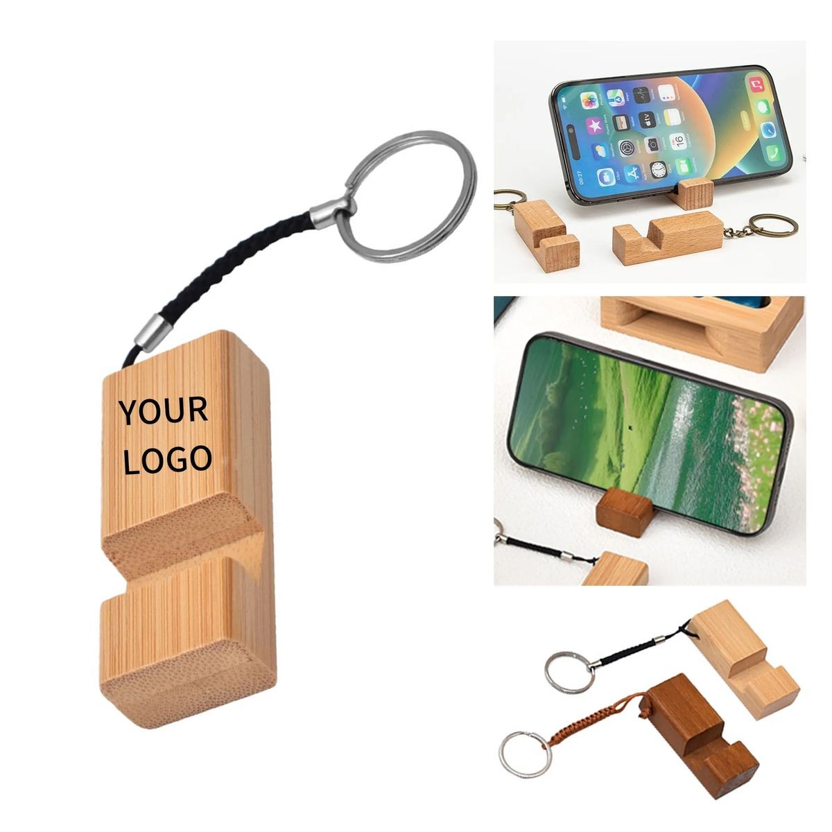 Compact Wood Phone Prop Keyring