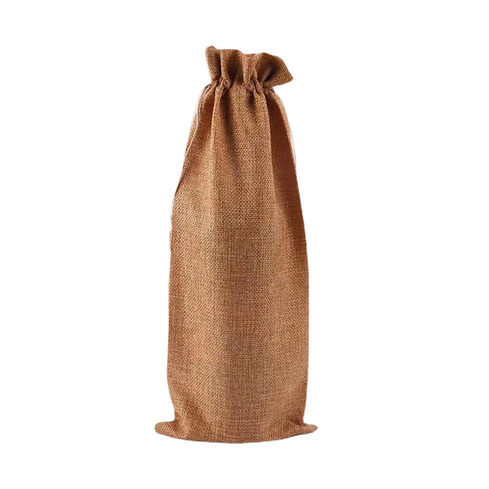 MOQ20 Burlap Wine Bag Set Drawstring Closure 20