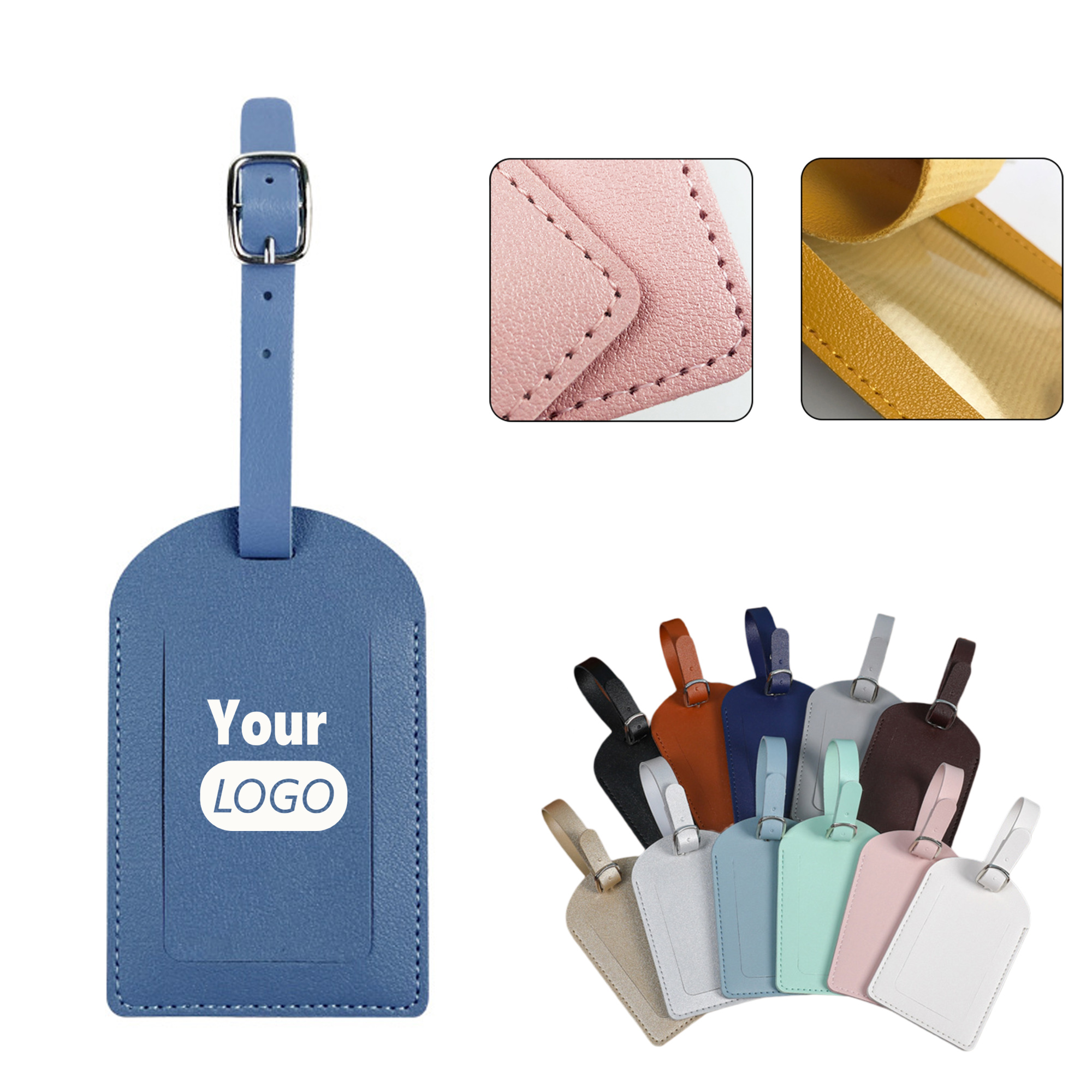 Customizable Travel PU Leather Luggage Tag 4