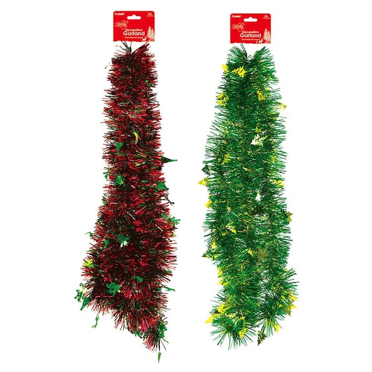 Christmas Tinsel Garlands - Red & Green 7' 3