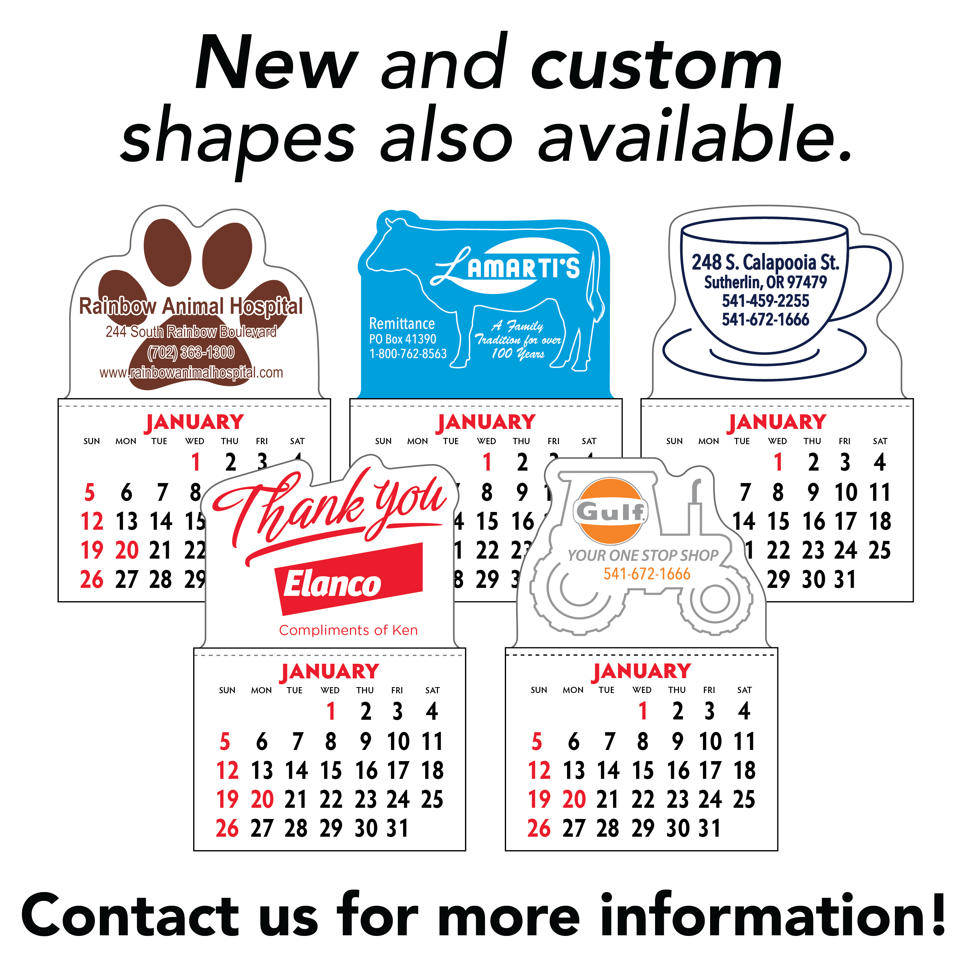 Designer Shaped Kwik-Stik 6 Mill Smooth Vinyl Calendar Standard Design 7