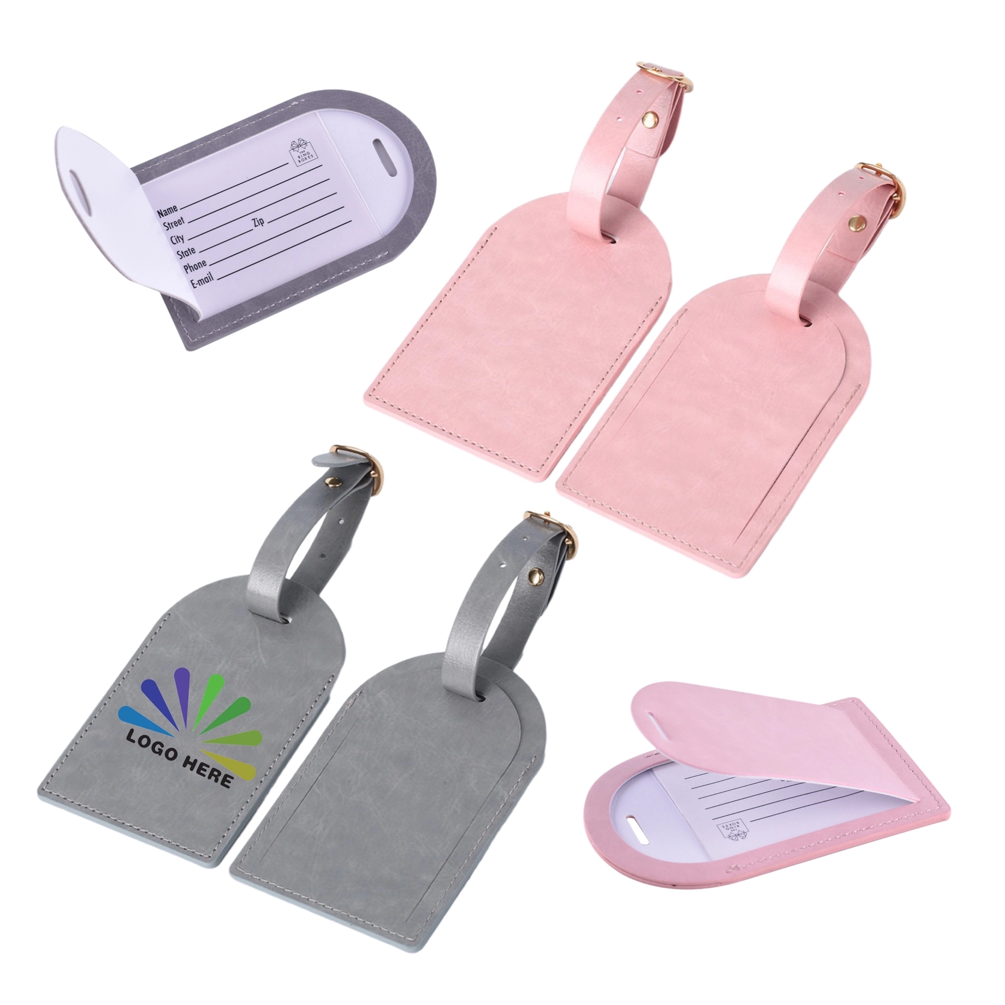 Leather Luggage Tags Travel Bag Labels with Name ID Card 10