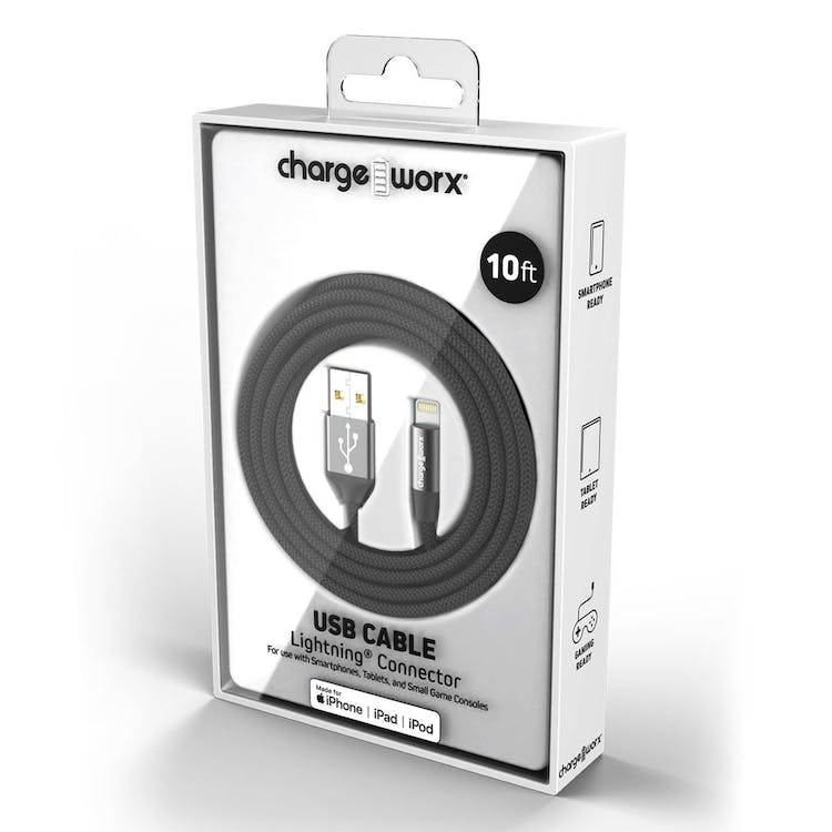 10' Lightning USB Cable - Pitch Black 3