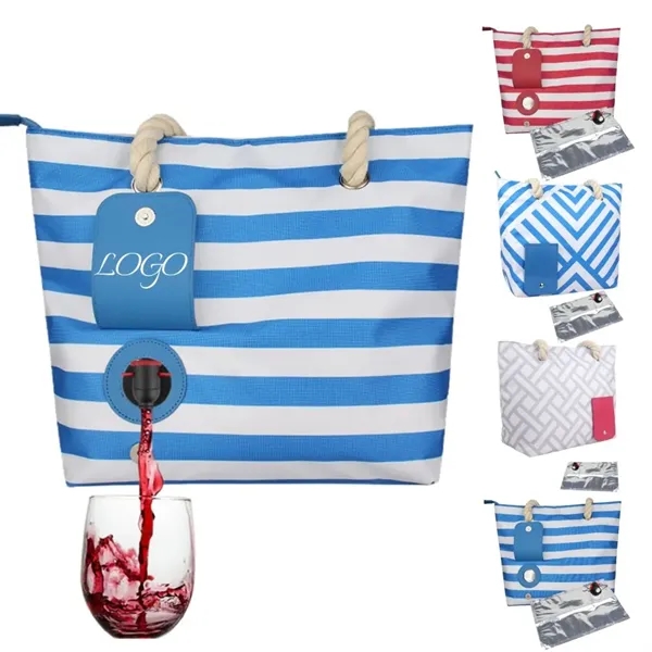 Beach Wine Tote Cooling Bag for Work, School and Travel
