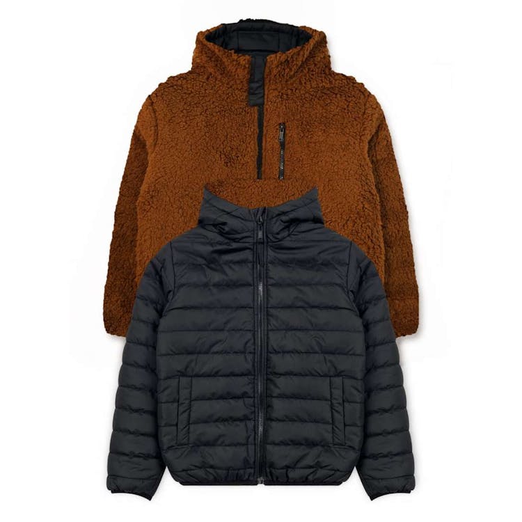 Boys' Sherpa Lined Reversible Jacket - Black 4-7 3