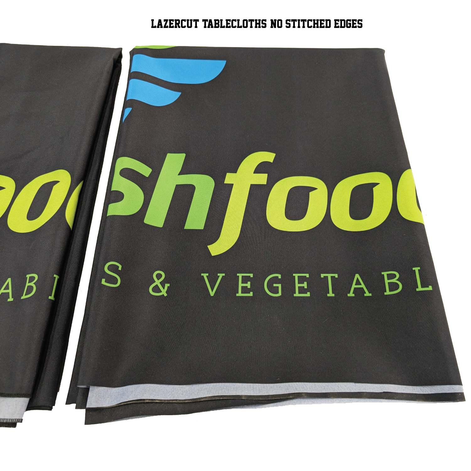 24Hr Express Ship - 8' LazerCut 3-Sided PREMIUM Sublimated Tablecloth, Drape Style, Open Back 4