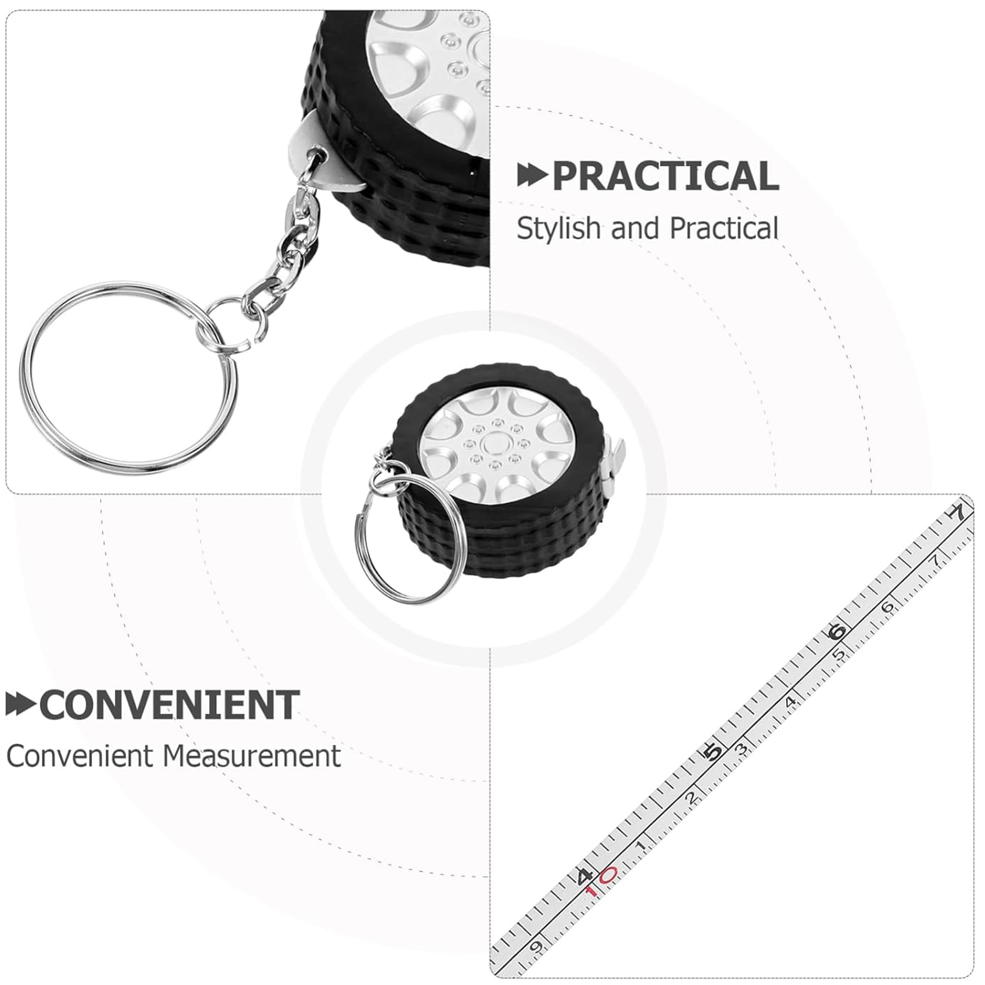 Tire Design Mini Tape Measure Keychain 7