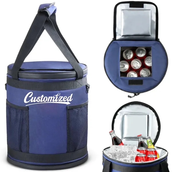 Custom 11.8 inch Round Insulated Picnic Cooler — Aluminum Beverage Event Tote Promo